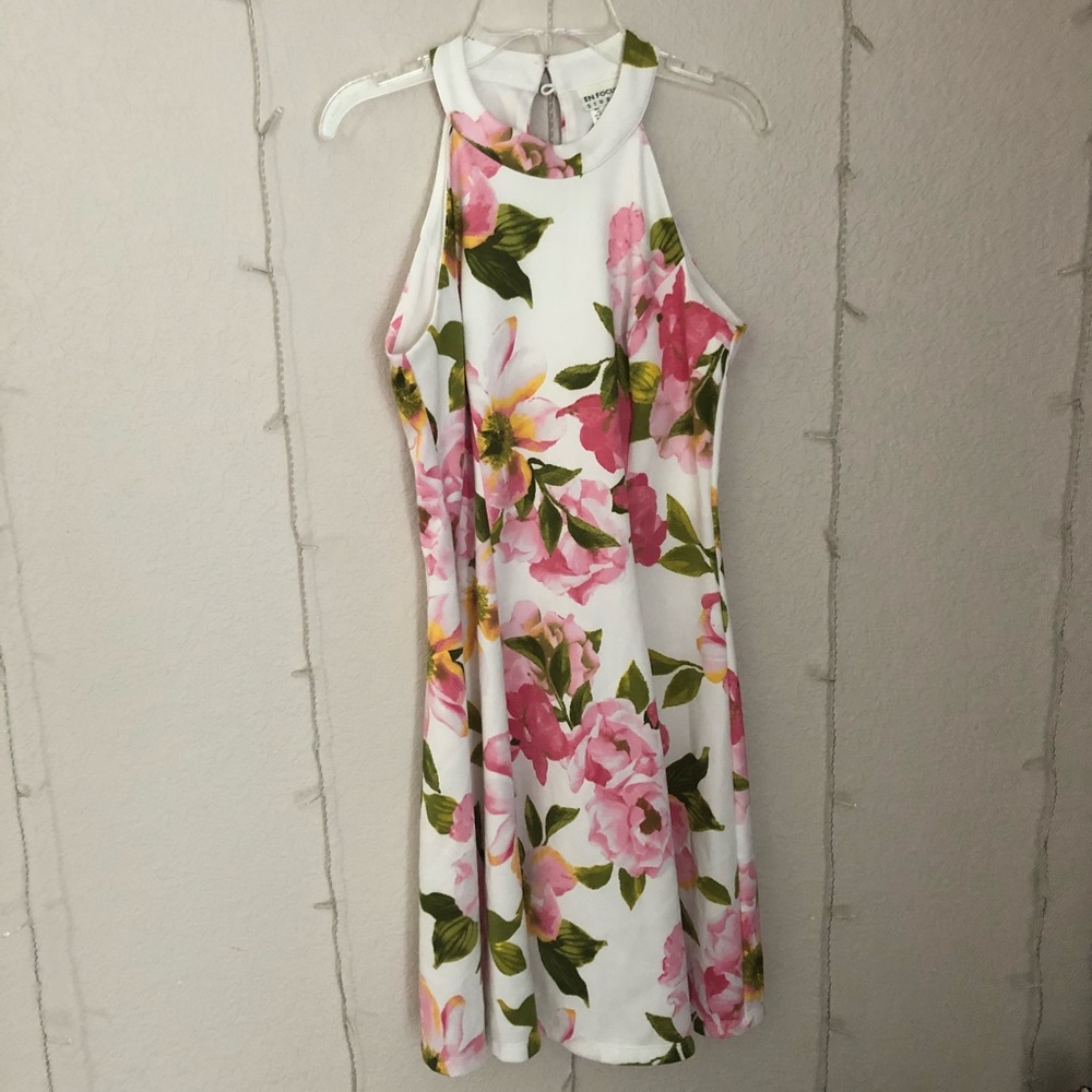 floral high neck skater dress